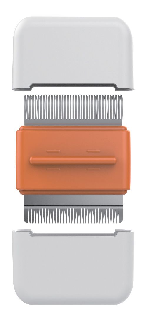 Zipocket 2-in-1 travel pet grooming tool with stainless steel combs and clam-shell case