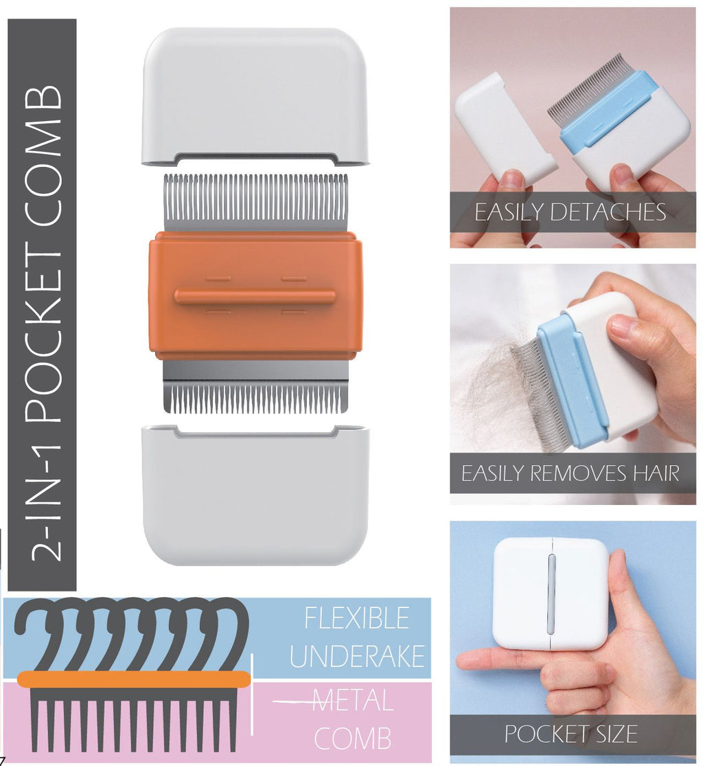 Zipocket 2-in-1 Travel Grooming Pet Comb and Underrake Tool - Image 3