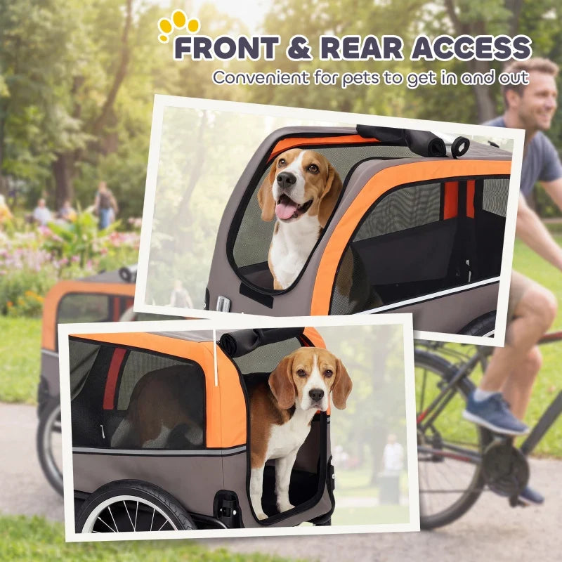 Dog Bike Trailer, Pet Cart Bicycle Carrier with 20" Air Tires, Quick-Release Wheels, Reflectors, Flag
