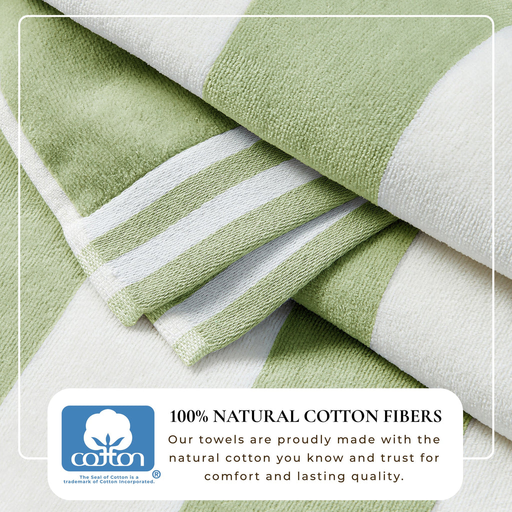 Striped Cabana Beach Towel 100% Cotton Ultra-Soft Pool Towel
