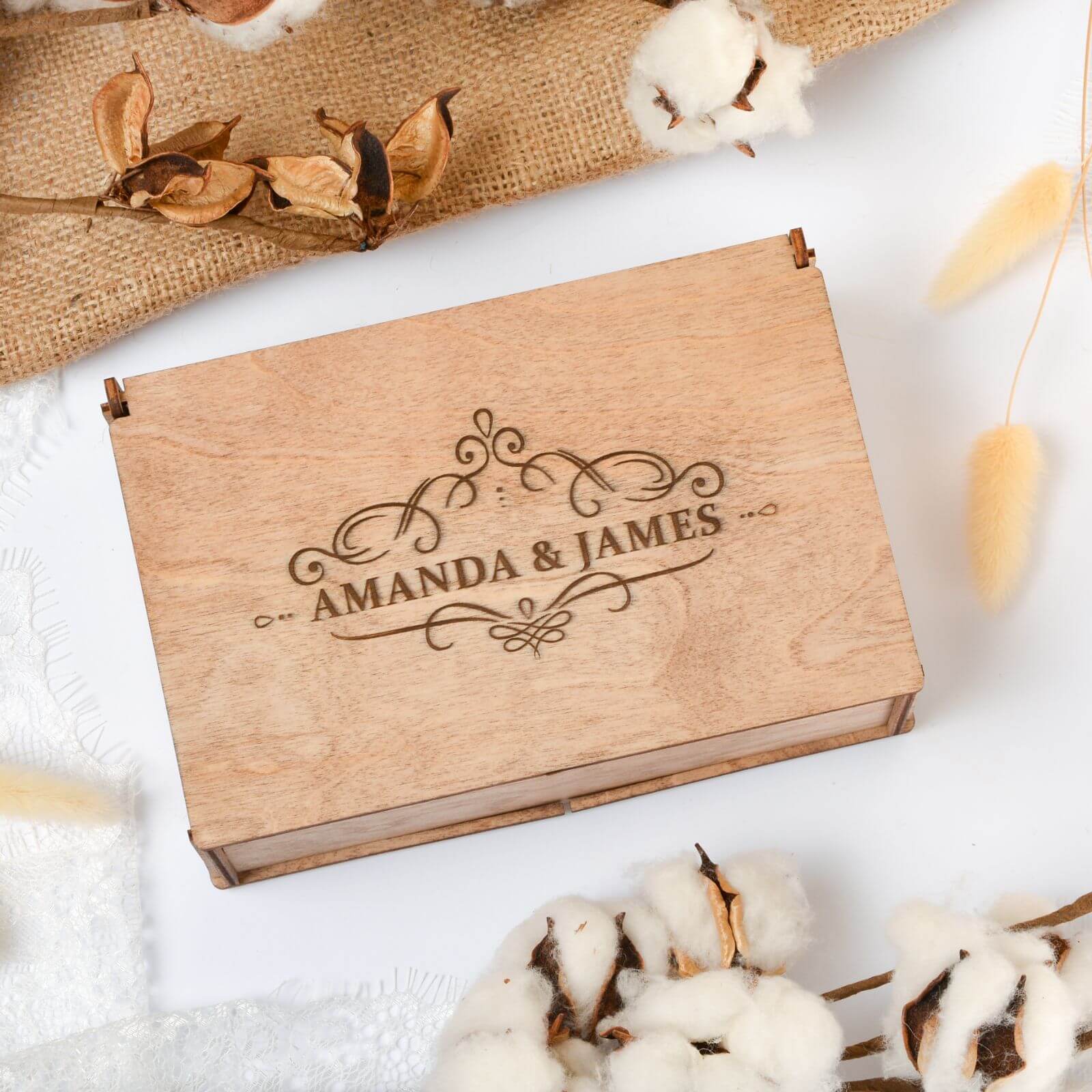 Luxury Wooden Wedding Photo Keepsake Box for Treasured Memories