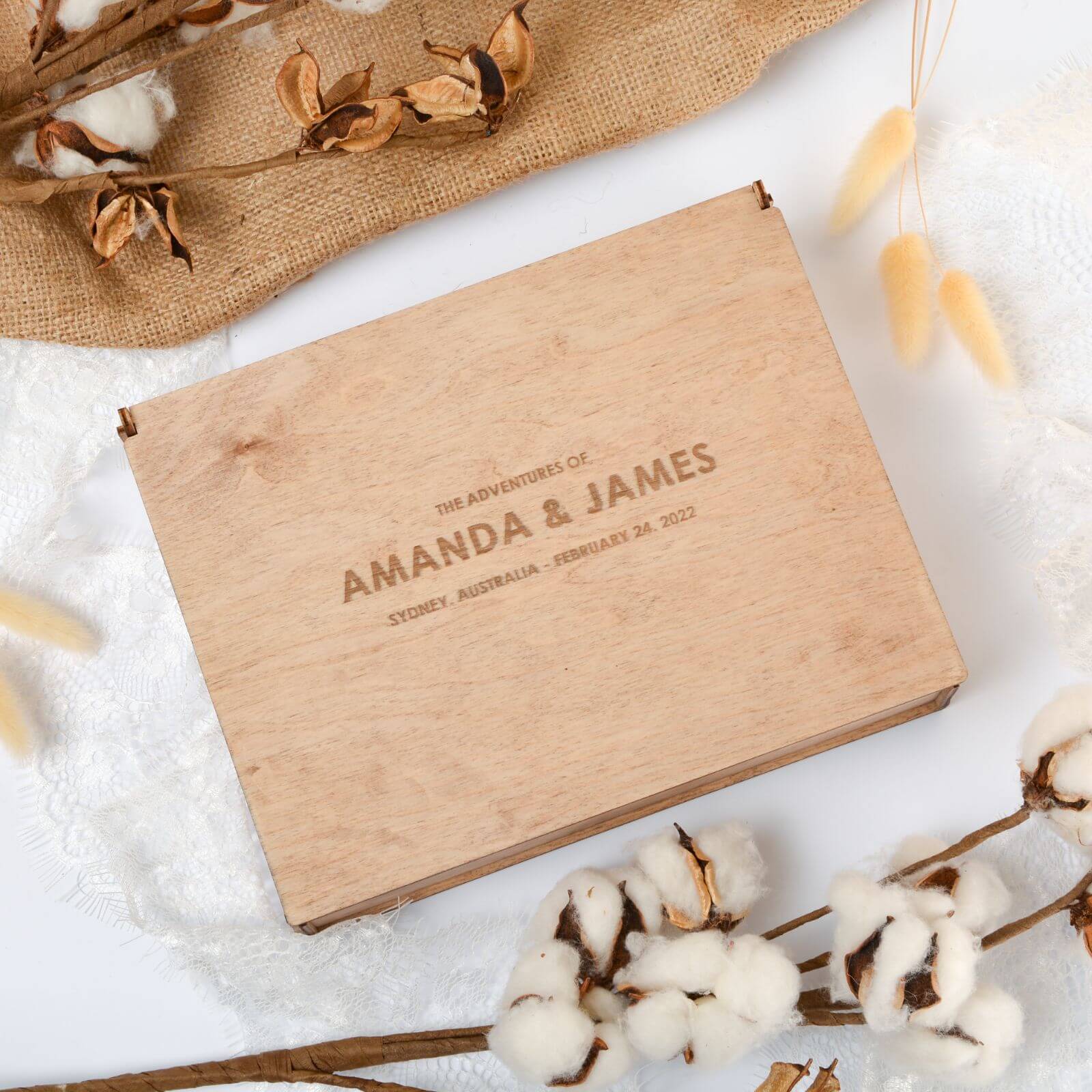 Luxury Wooden Wedding Photo Keepsake Box for Treasured Memories