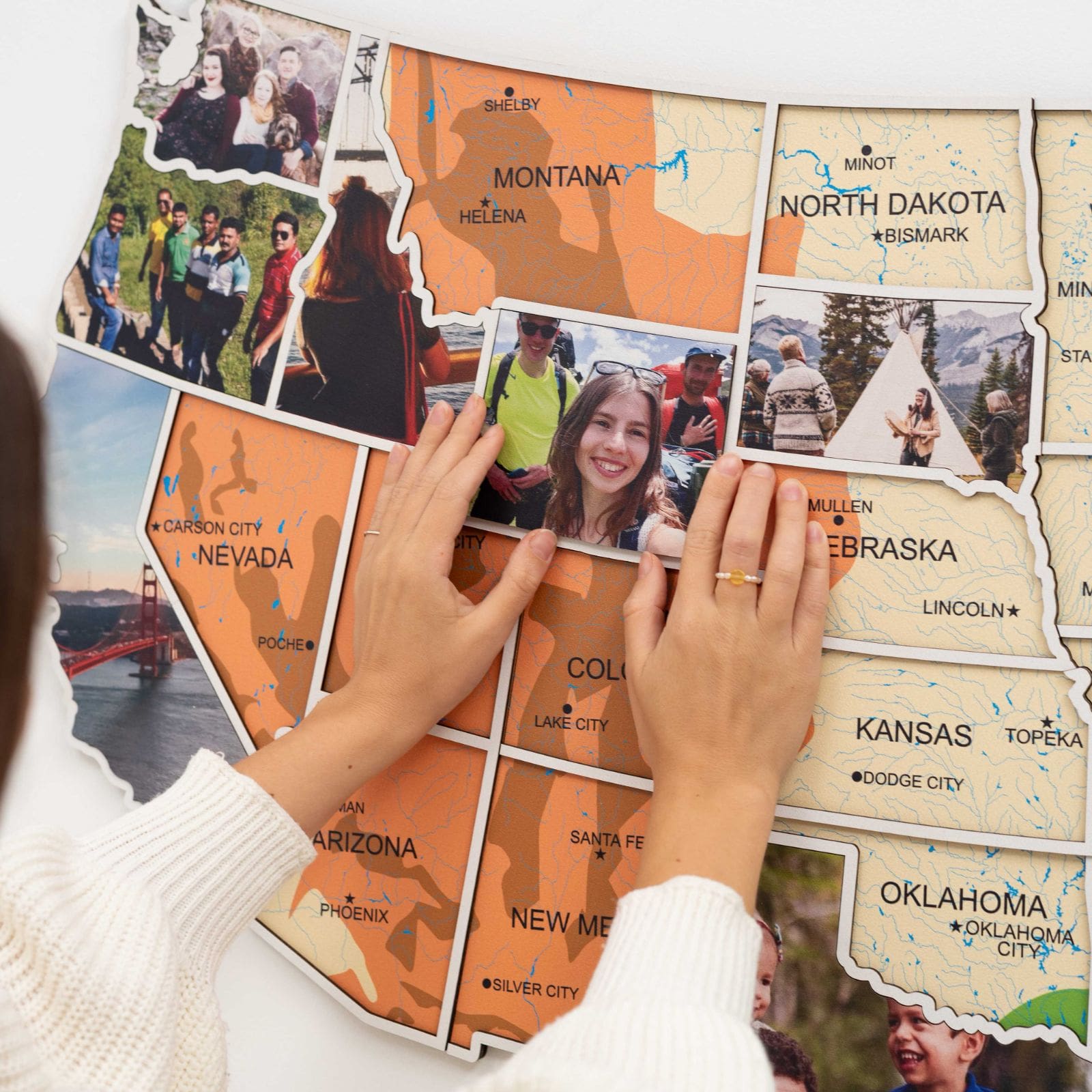 USA Physical Photo Map: Wooden Travel Memory Wall Art Display