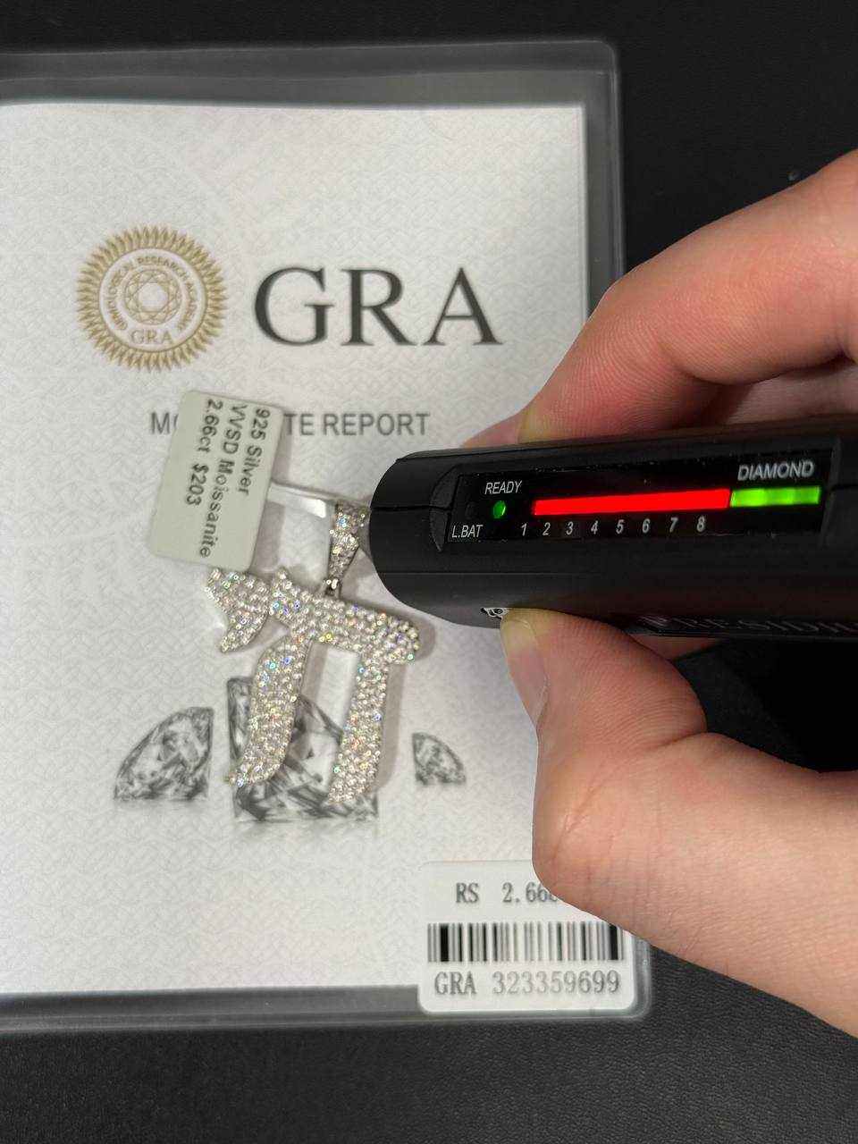 Moissanite Chai Pendant Solid 925 Sterling Silver Religious 2.6 TCW Unisex