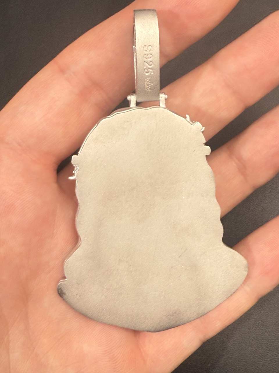 Moissanite Jesus Head Piece Pendant - Solid 925 Sterling Silver Matte Sandblasted Finish