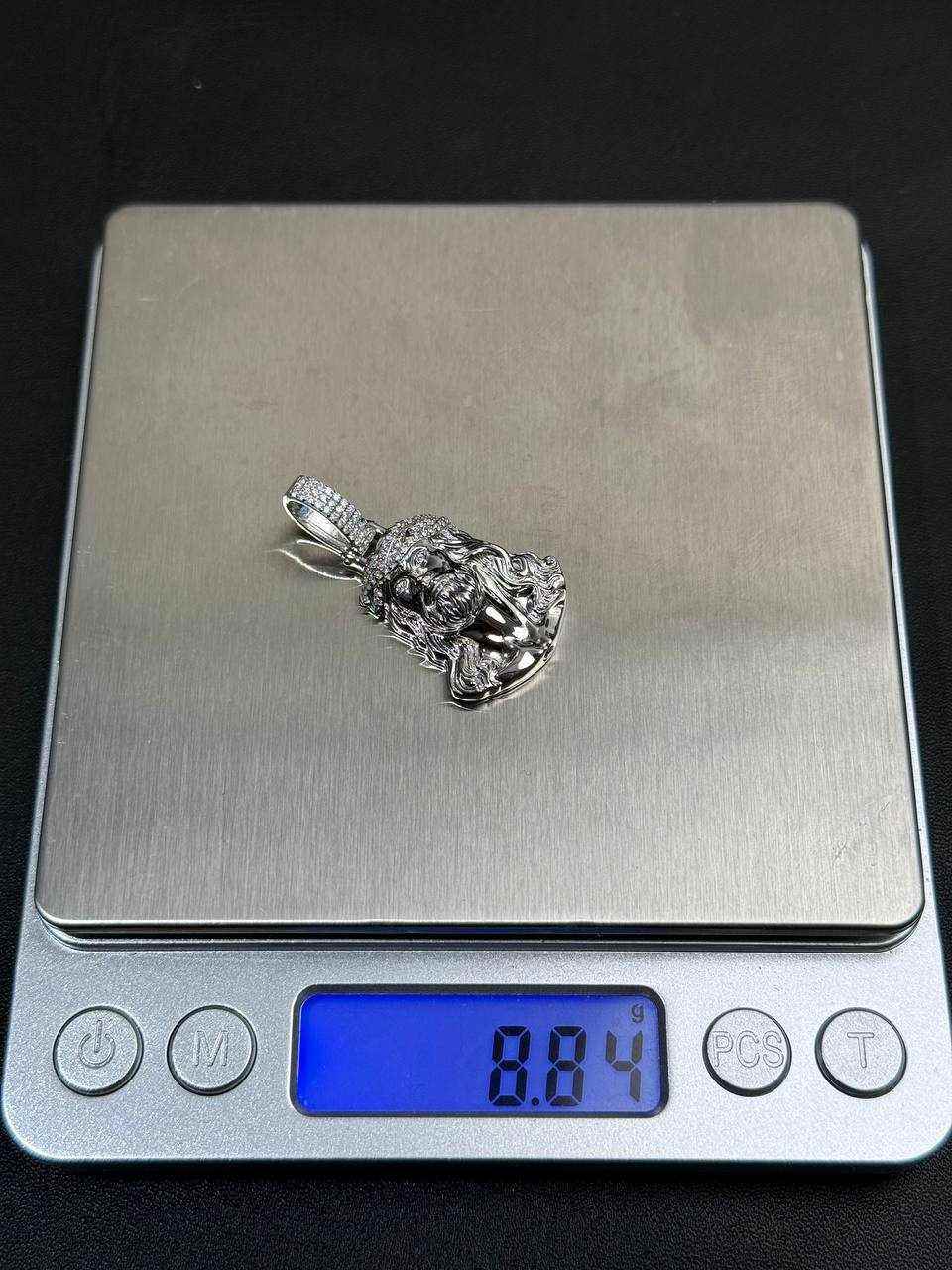 Moissanite Jesus Head Piece Pendant - Solid 925 Sterling Silver