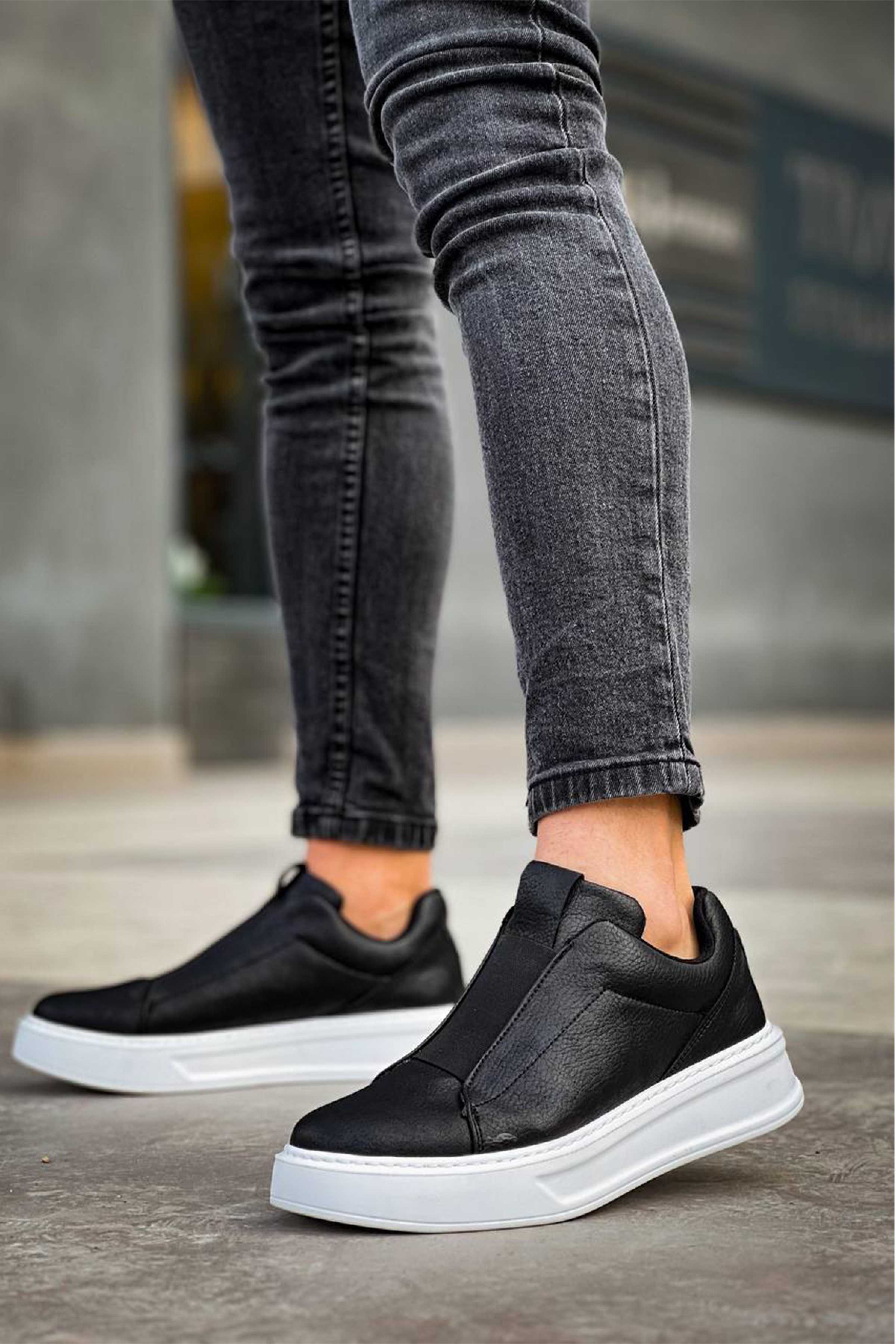 Men's Izmir X-4 Black Vegan Leather Slip-Ons