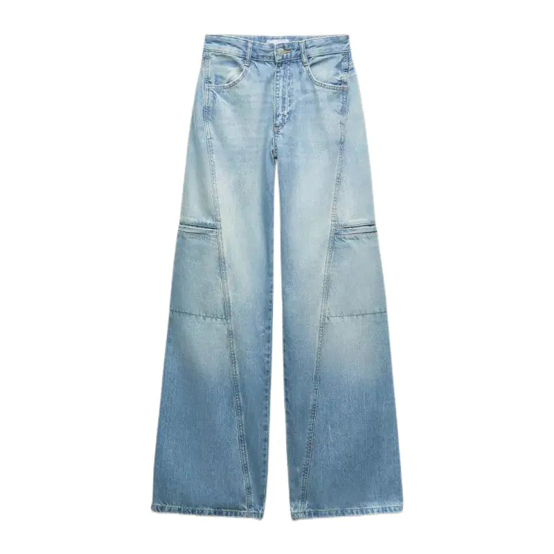 Women's Light Wash High-Waist Wide-Leg Denim Jeans - Image 3