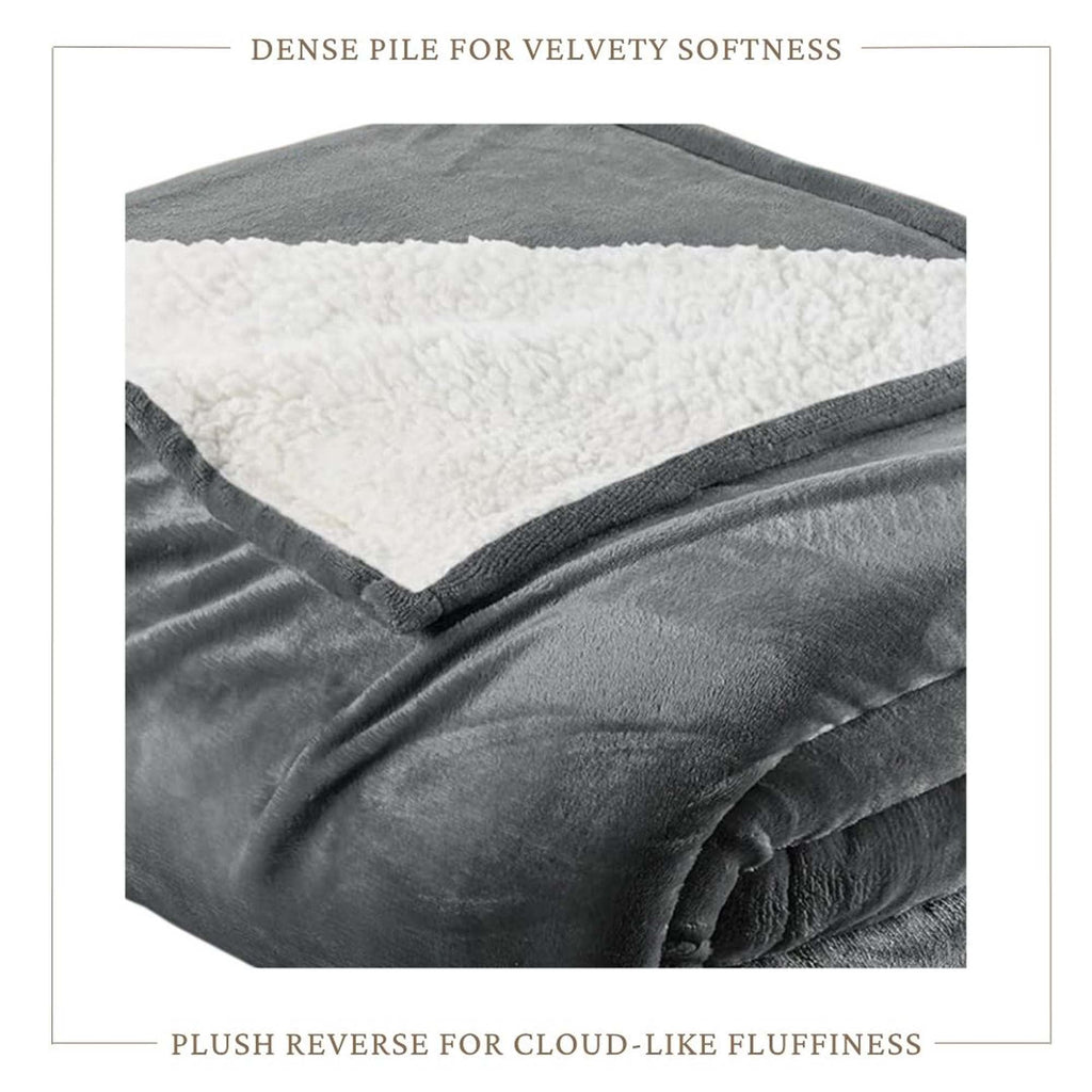 White Velvet Plush Sherpa Reversible Bed Blanket Ultra Soft - Image 34