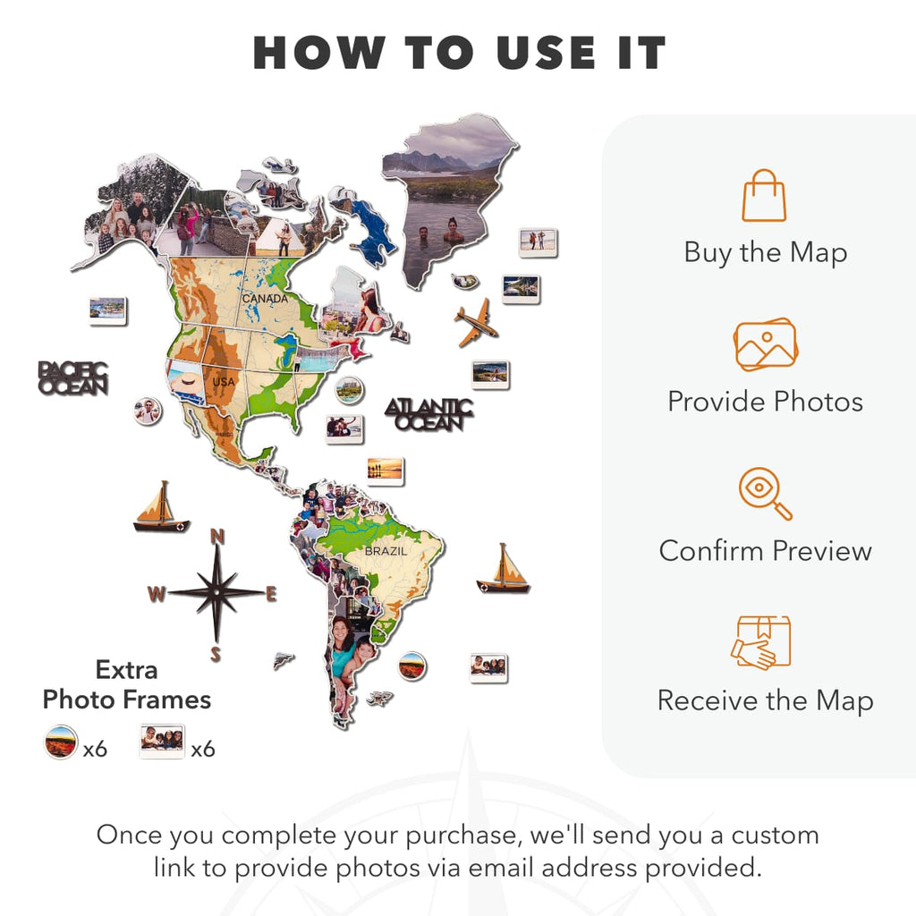 World Photo Map Physical Edition for Global Travel Memories