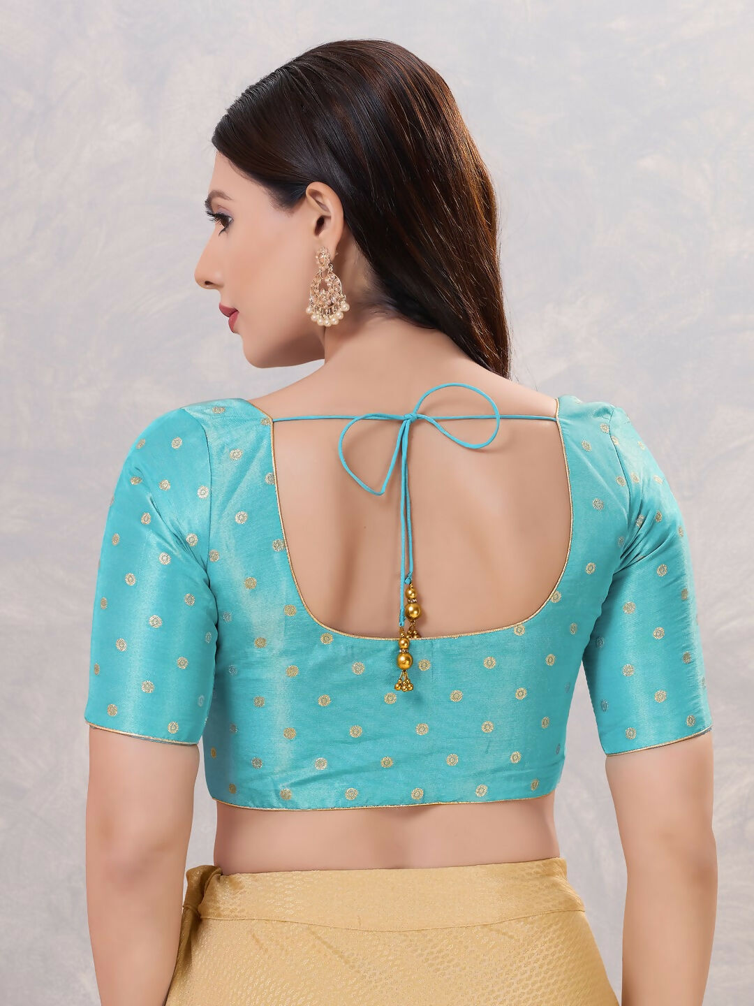 Light-Blue Silk Stitched Blouse for Women