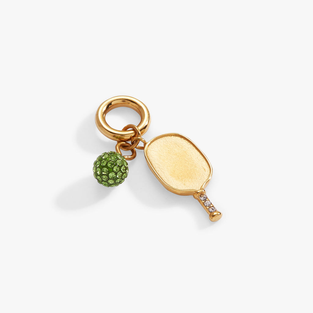 Pickleball Duo Interchangeable Charm in Gold and Lime Green Crystal