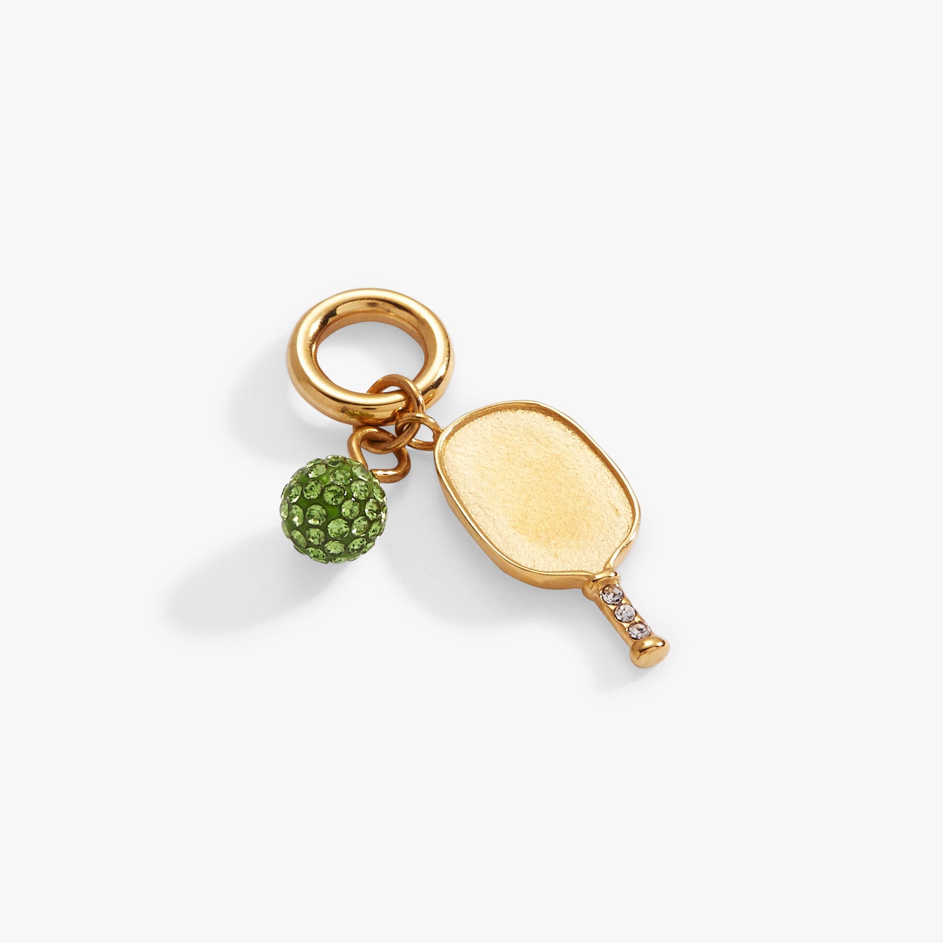 Pickleball Duo Interchangeable Charm in Gold and Lime Green Crystal