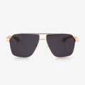 Pierce aviator-style sunglasses with metal frame and wood brow bar
