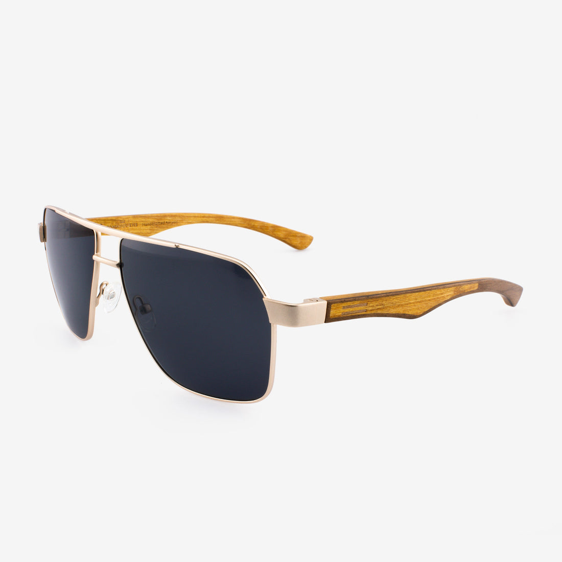 Pierce Aviator Sunglasses with Metal and Wood Brow Bar
