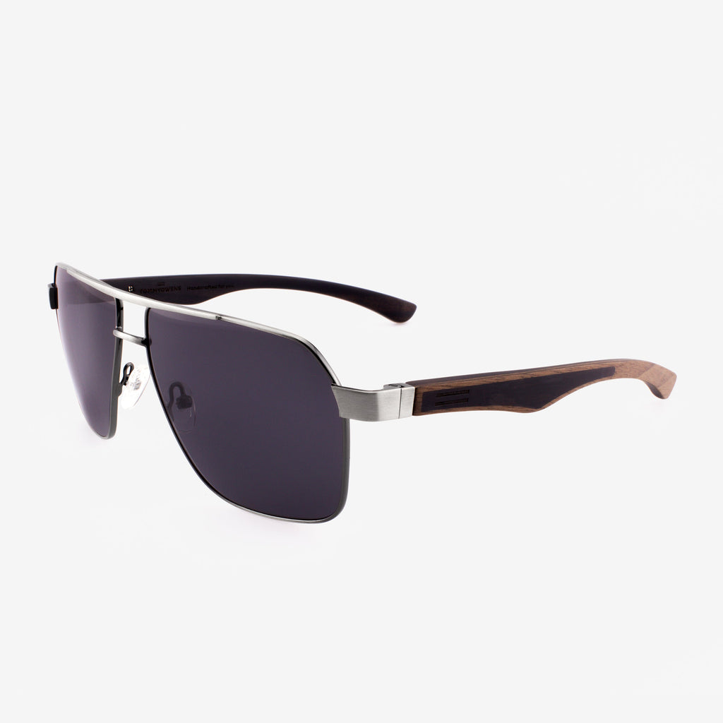 Pierce Aviator Sunglasses with Metal and Wood Brow Bar