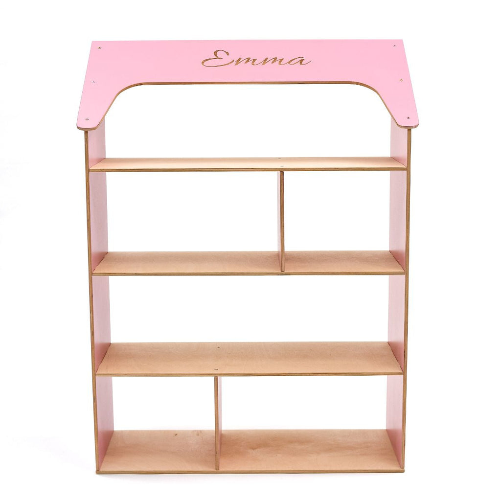 Pink Dollhouse Bookcase for Kids - Montessori Inspired Storage