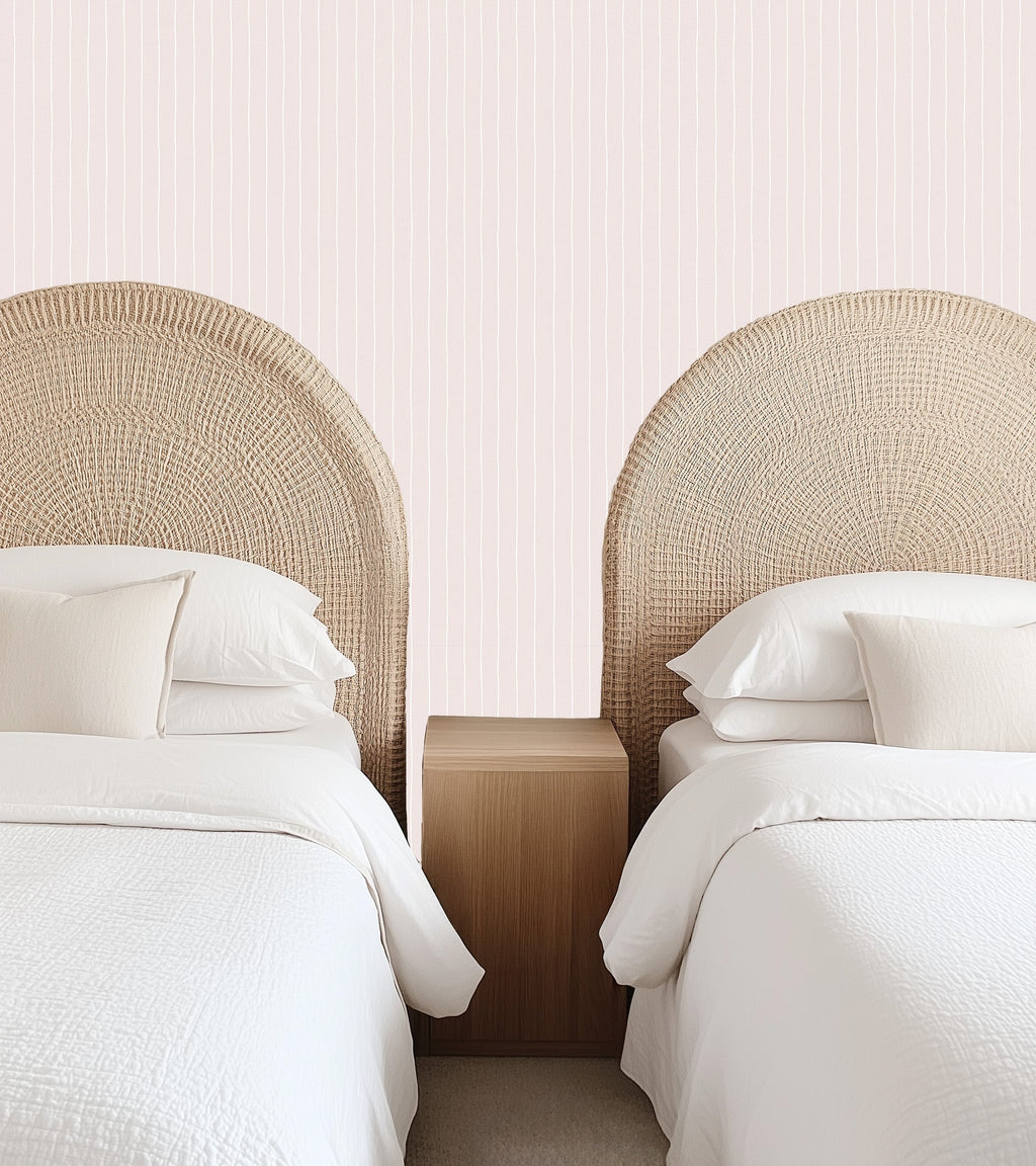 Ty Striped Removable Wallpaper in Light Blue, White and Pink