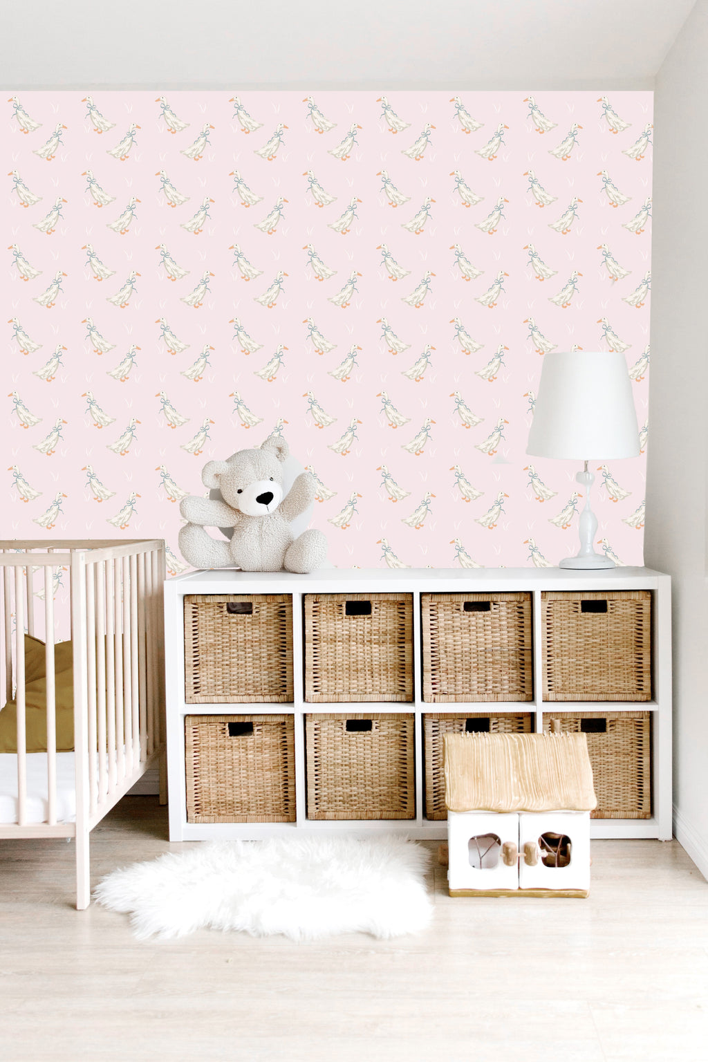 Gable Removable Wallpaper in Sage Green and White