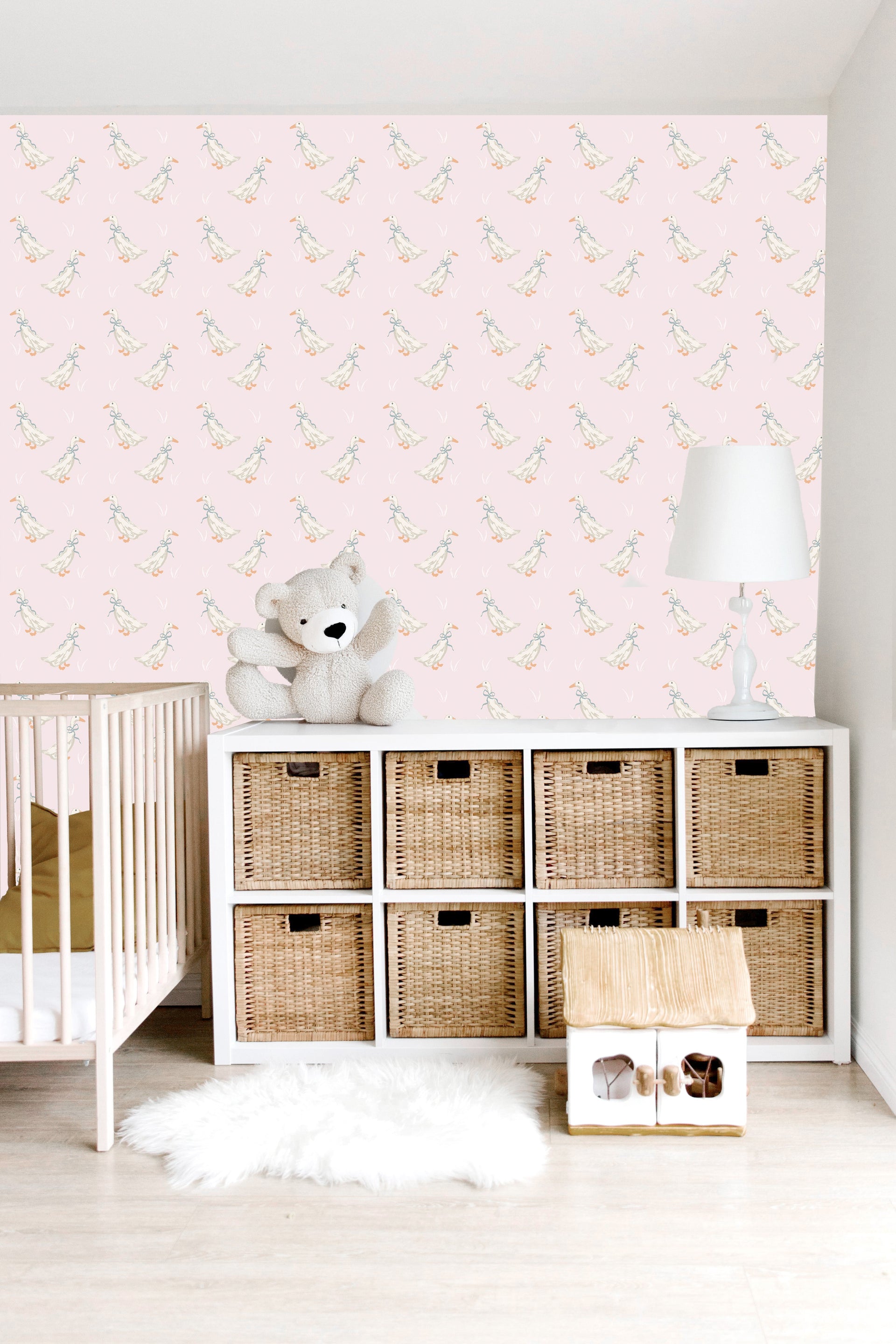 Gable Removable Wallpaper in Sage Green and White