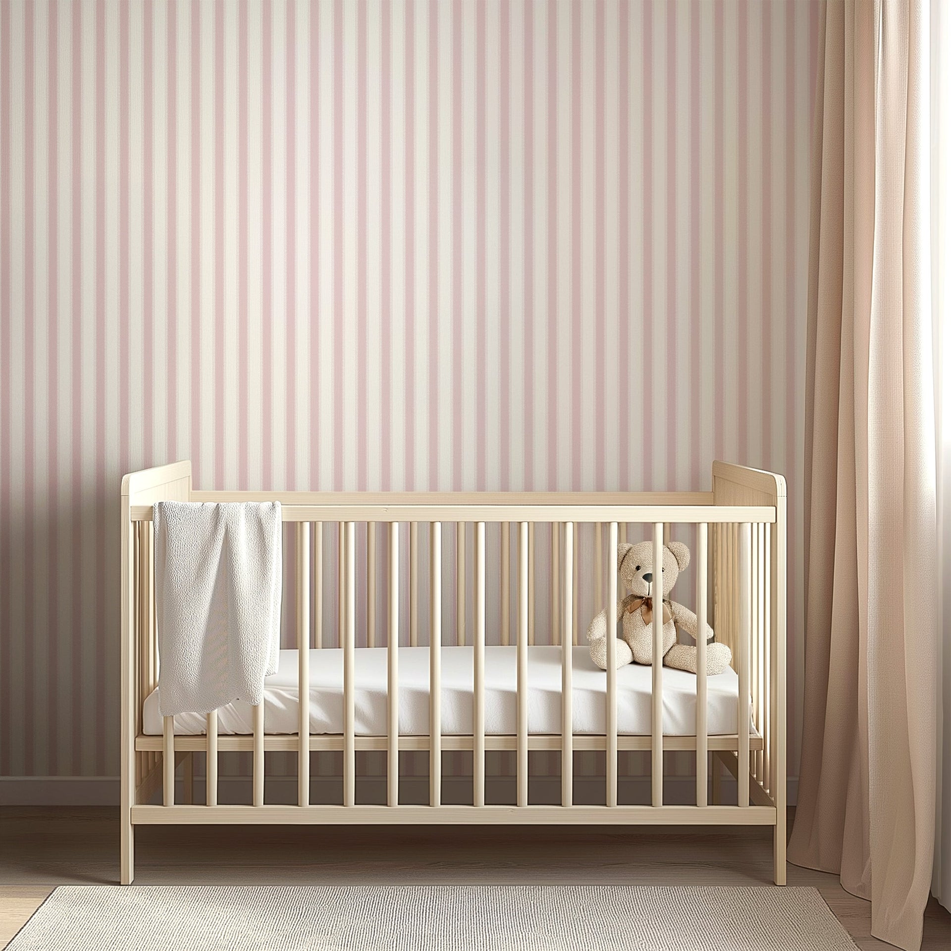Curt Minimalist Striped Wallpaper in Beige, White, and Grey