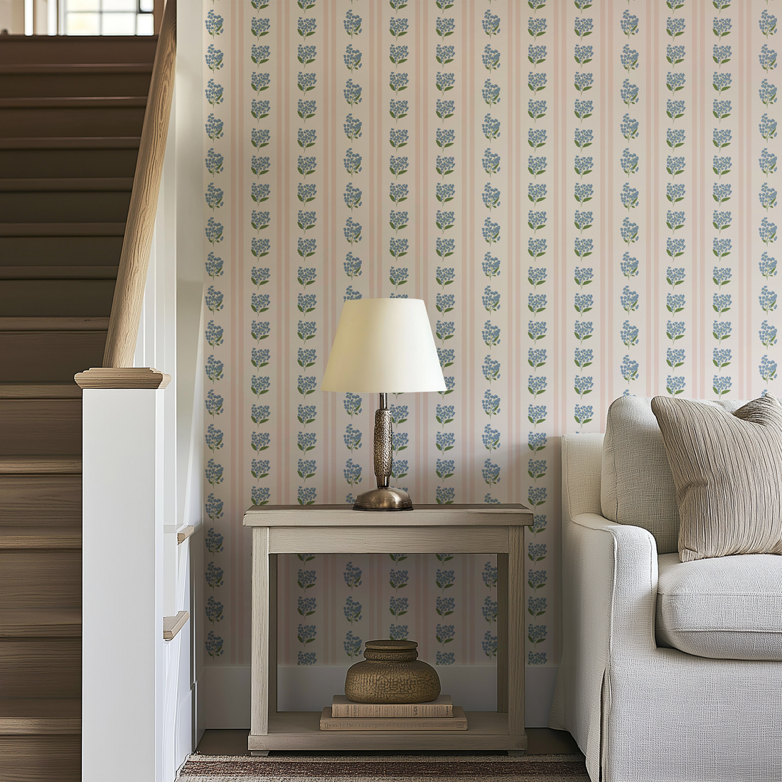 Annalise Floral Removable Wallpaper in Pink, White, Blue, and Green