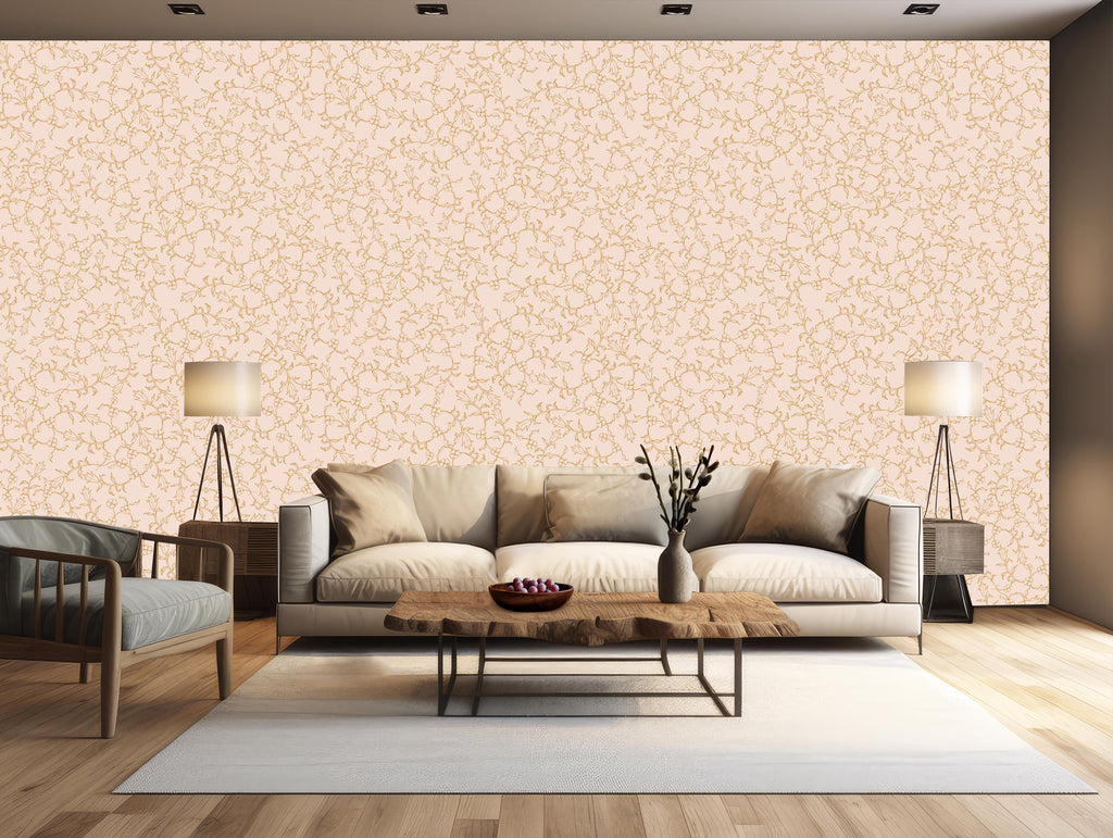 Maeva Floral Wallpaper in Beige, Blue-Gray and Off-White
