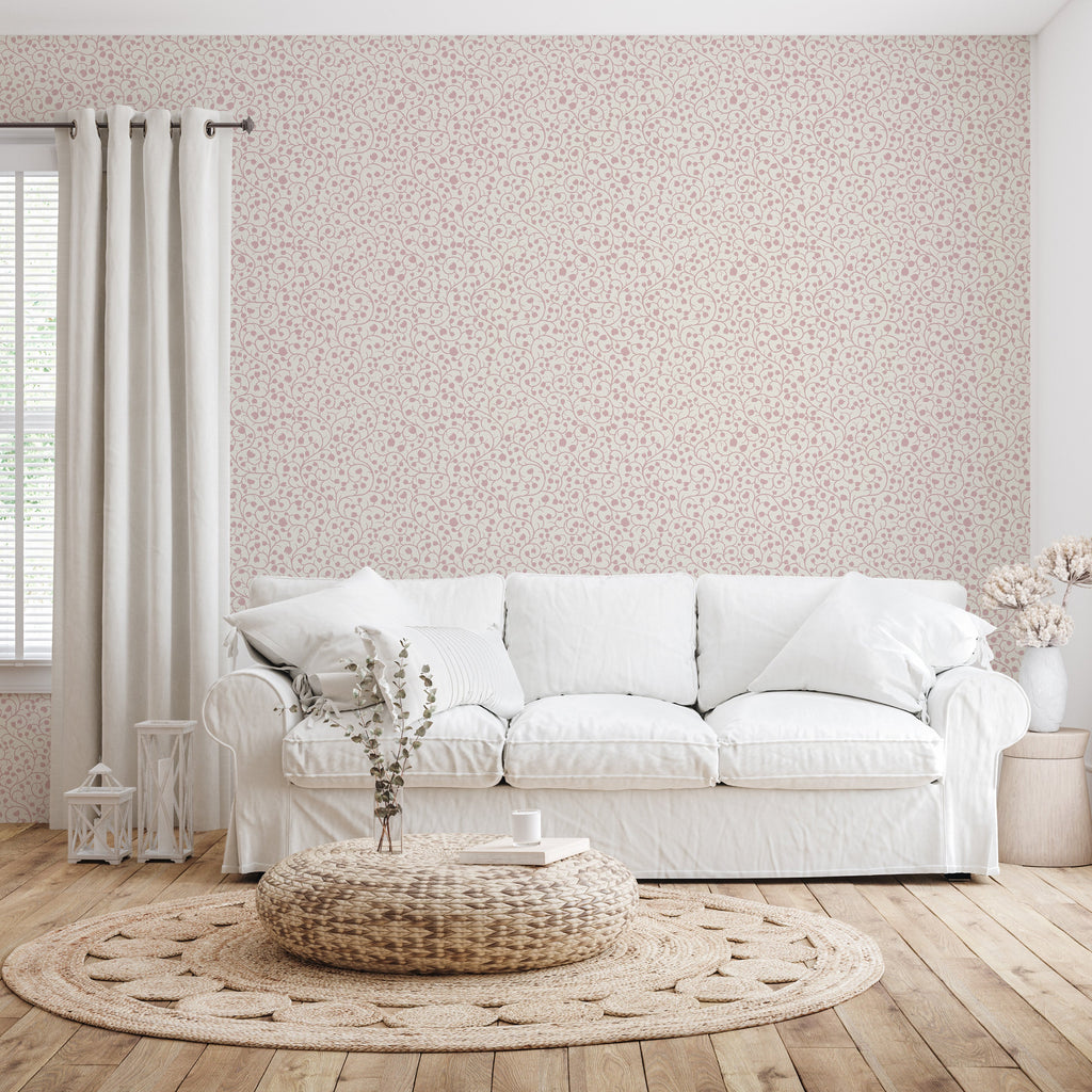 Hartford Floral Removable Wallpaper in Blue, Pink and Off-White