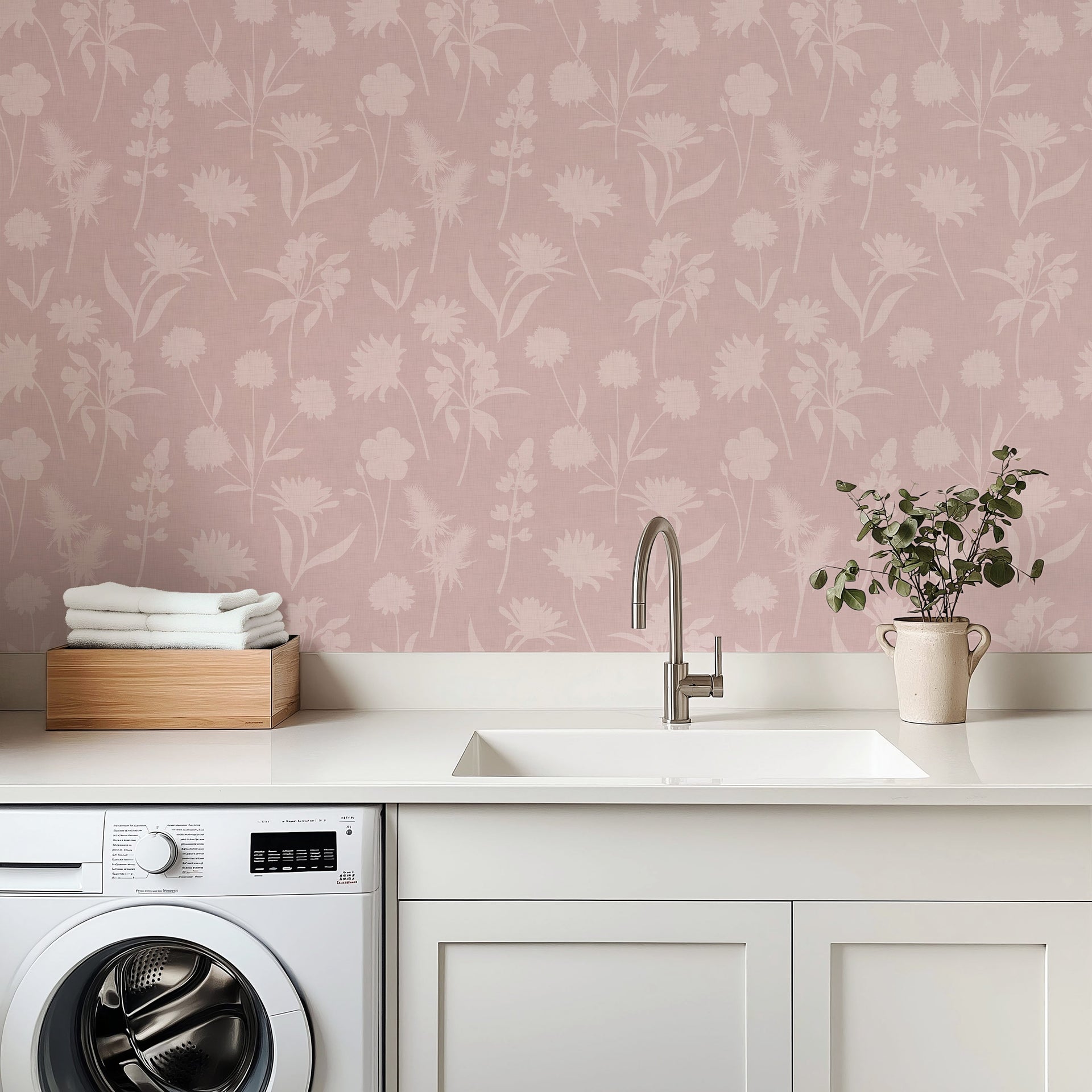 Gwyneth Botanical Floral Peel and Stick Wallpaper in Green and Beige