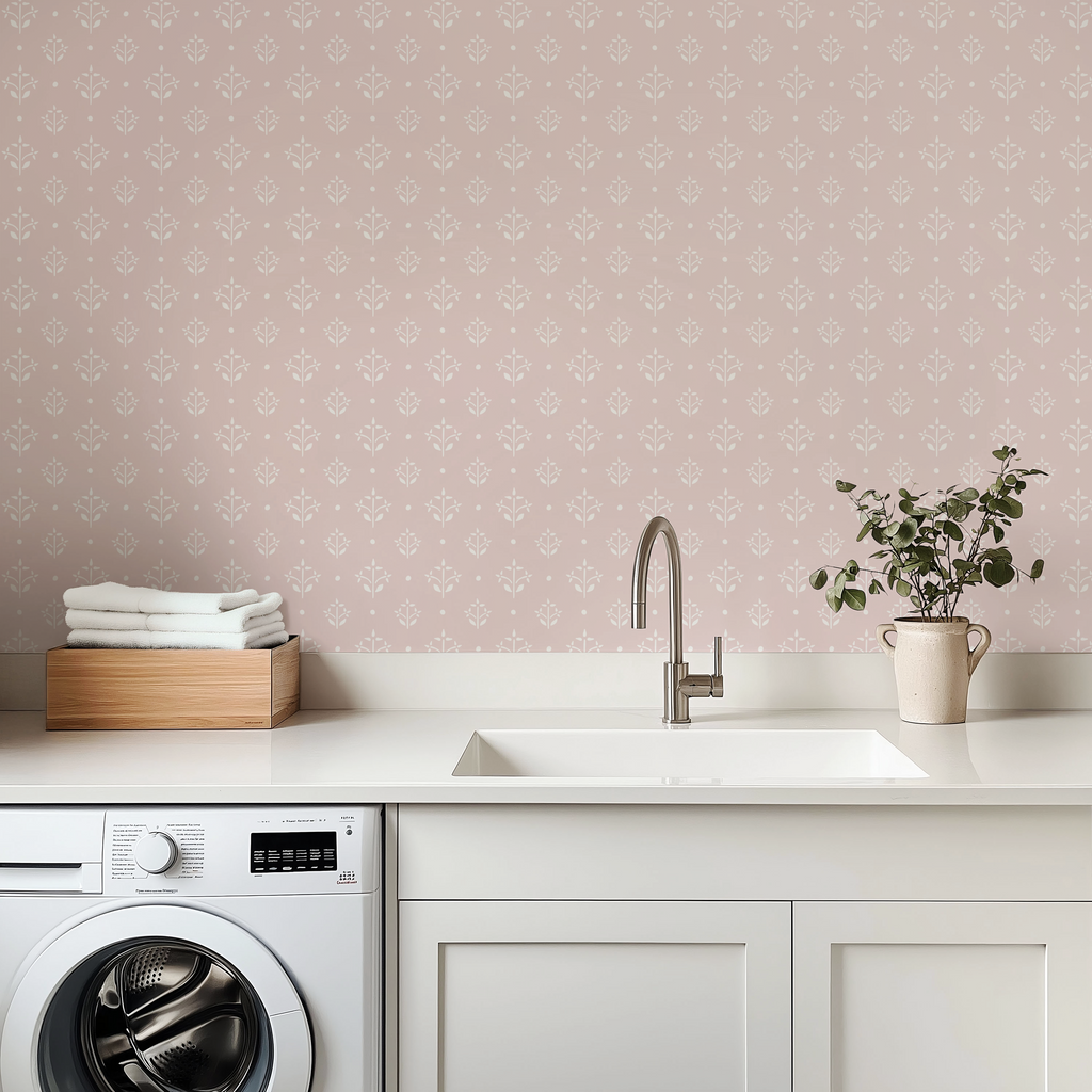 Esme Coastal Floral Removable Wallpaper - Blue White and Lavender
