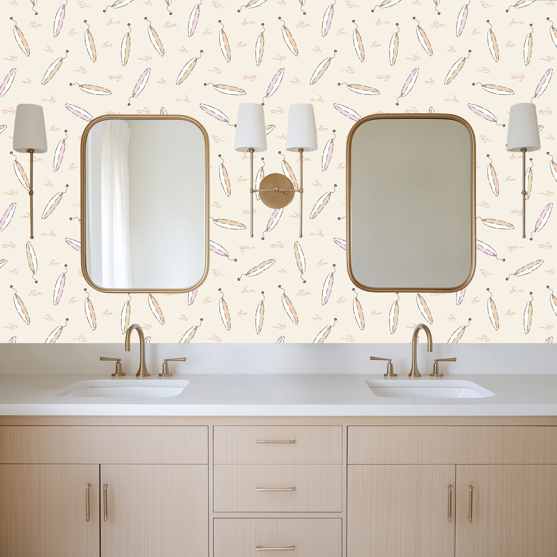 Brody Wallpaper: Mint Green, Tan & Cream Coastal Nautical