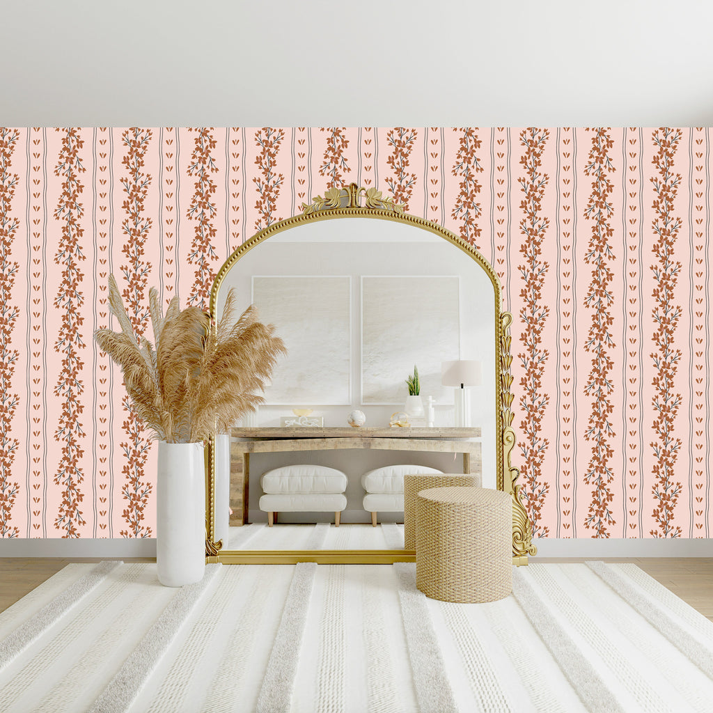 Scottie Wallpaper – Modern Farmhouse Brown, Tan, Pink & White