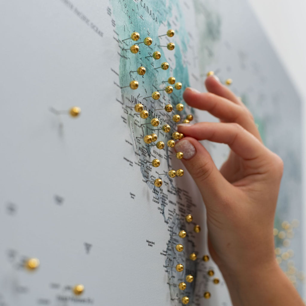 Rose Gold Canvas Push Pins for Travel Maps