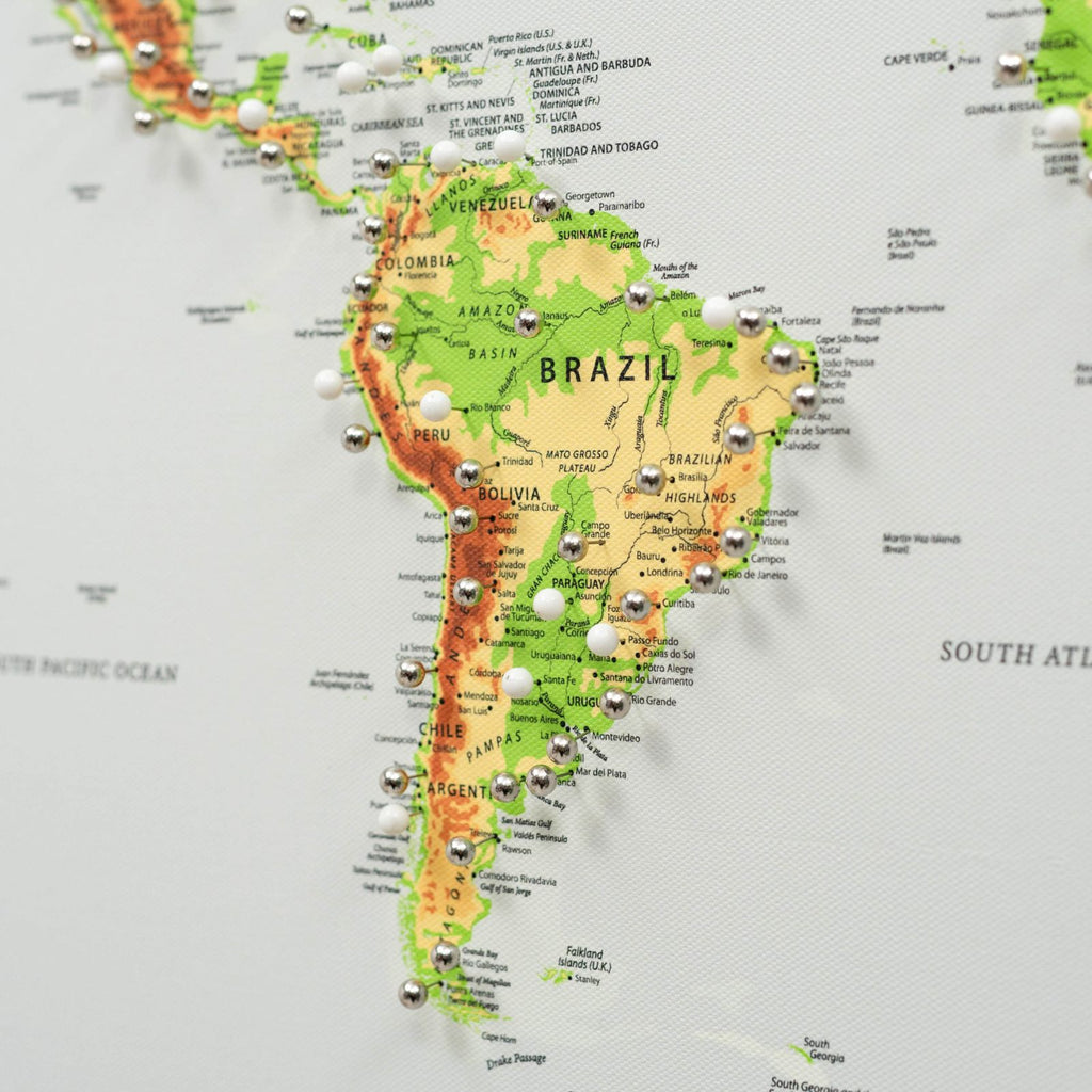 Decorative Canvas Push Pins for Travel Maps - White