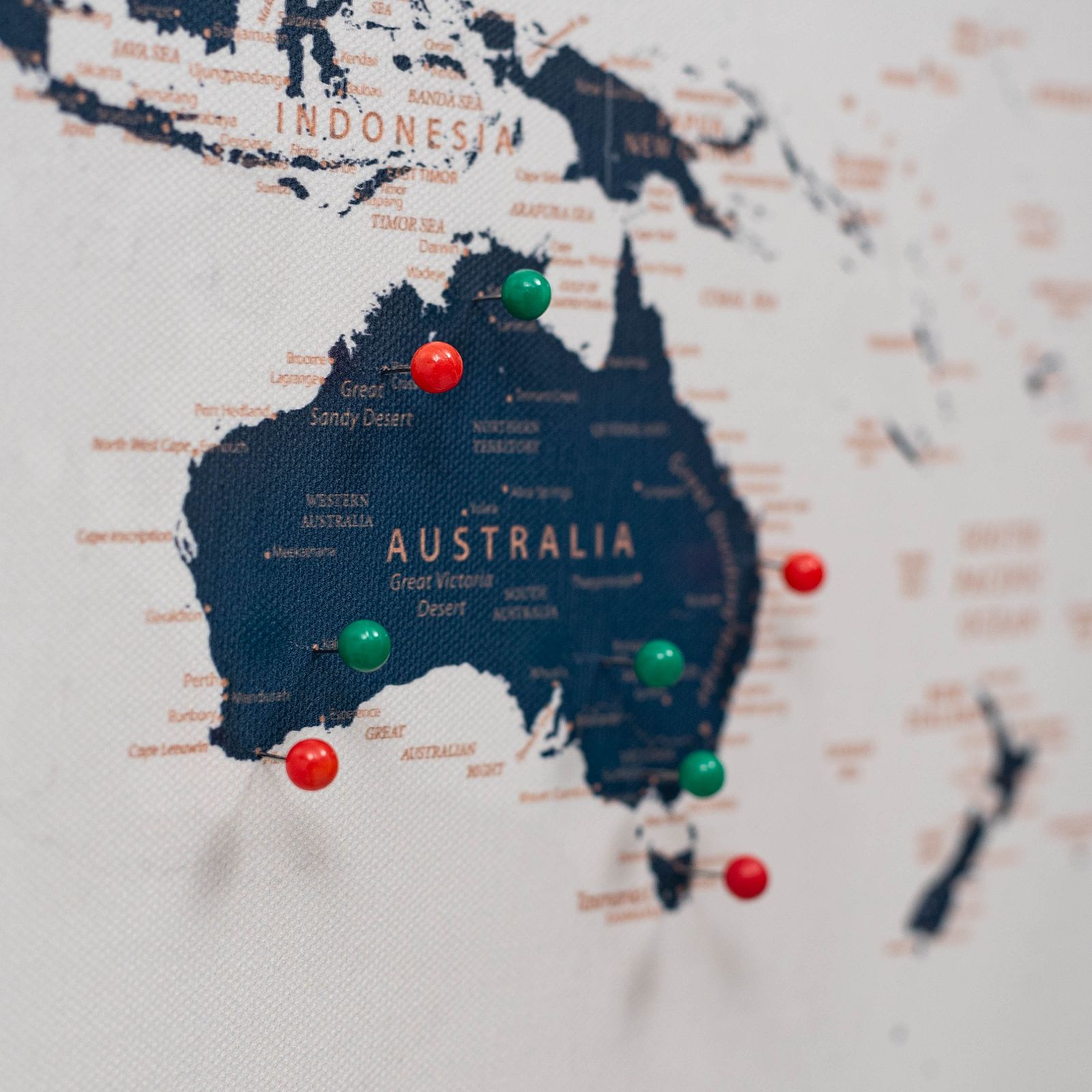 Red Canvas Push Pins for Travel Maps and Wall Decor