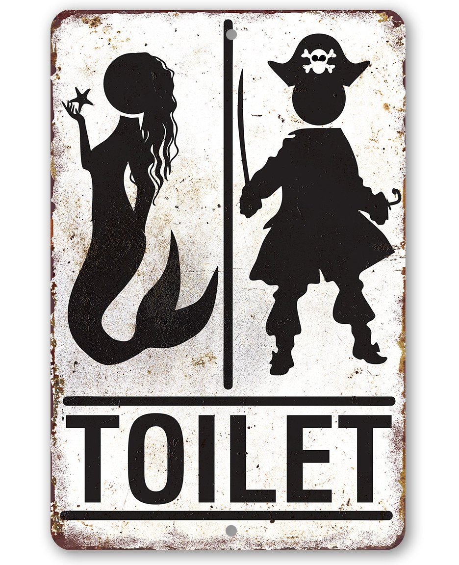 Pirate Mermaid Toilet - Metal Sign