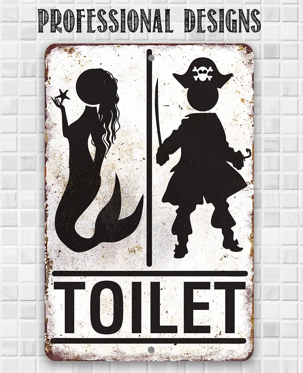 Pirate Mermaid Toilet - Metal Sign