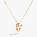 Pisces zodiac charm necklace in gold-plated stainless steel with crystal-pavé details