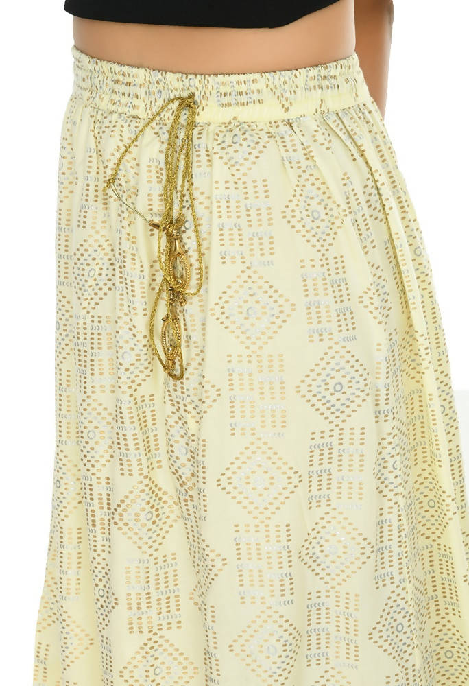 Moeza Cotton Off White Printed Lehenga Lancha for Women