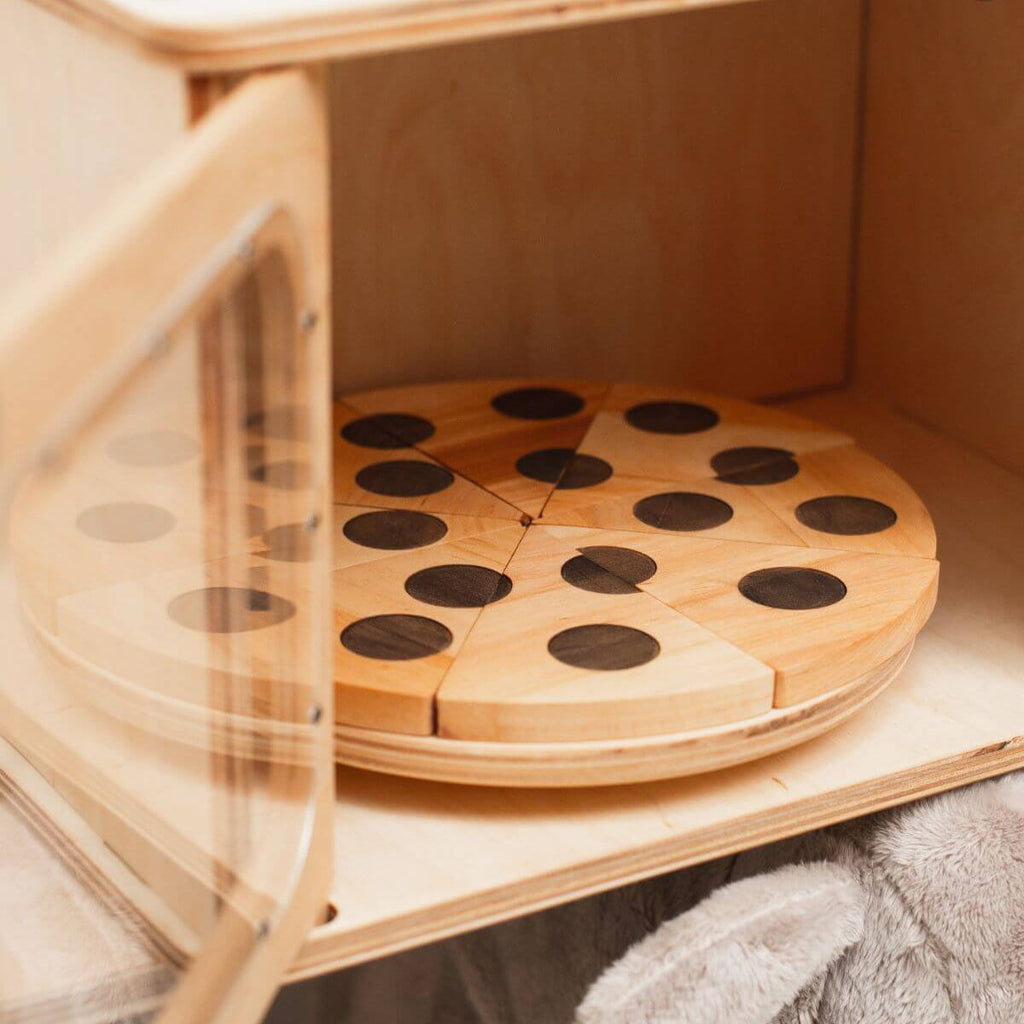 Educational Wooden Pizza Toy for Toddler Pretend Play Kitchen