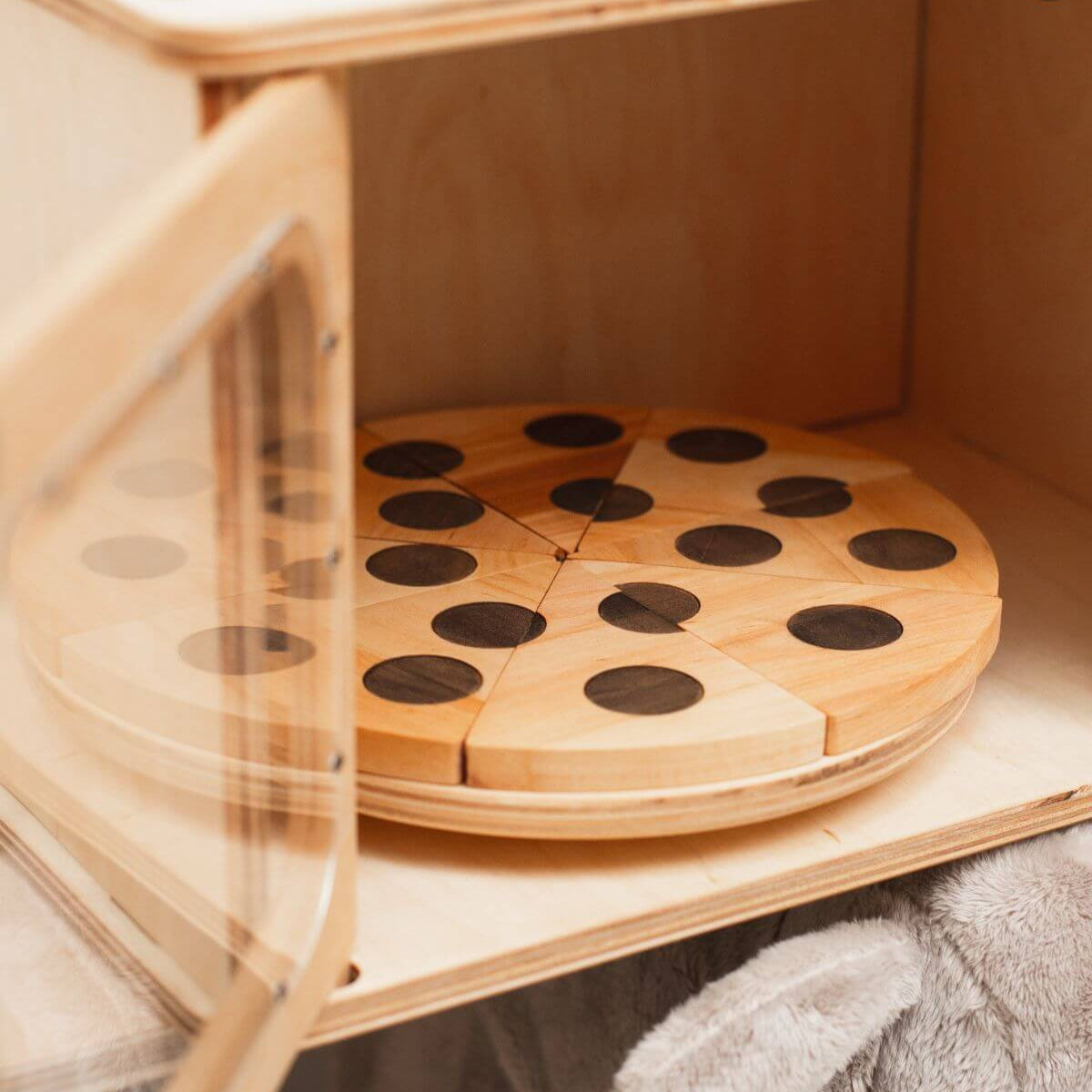 Educational Wooden Pizza Toy for Toddler Pretend Play Kitchen