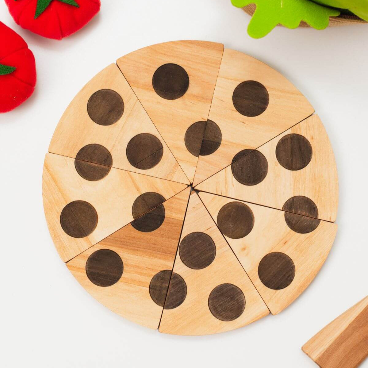 Educational Wooden Pizza Toy for Toddler Pretend Play Kitchen
