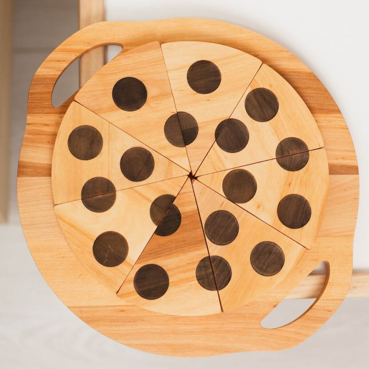 Educational Wooden Pizza Toy for Toddler Pretend Play Kitchen