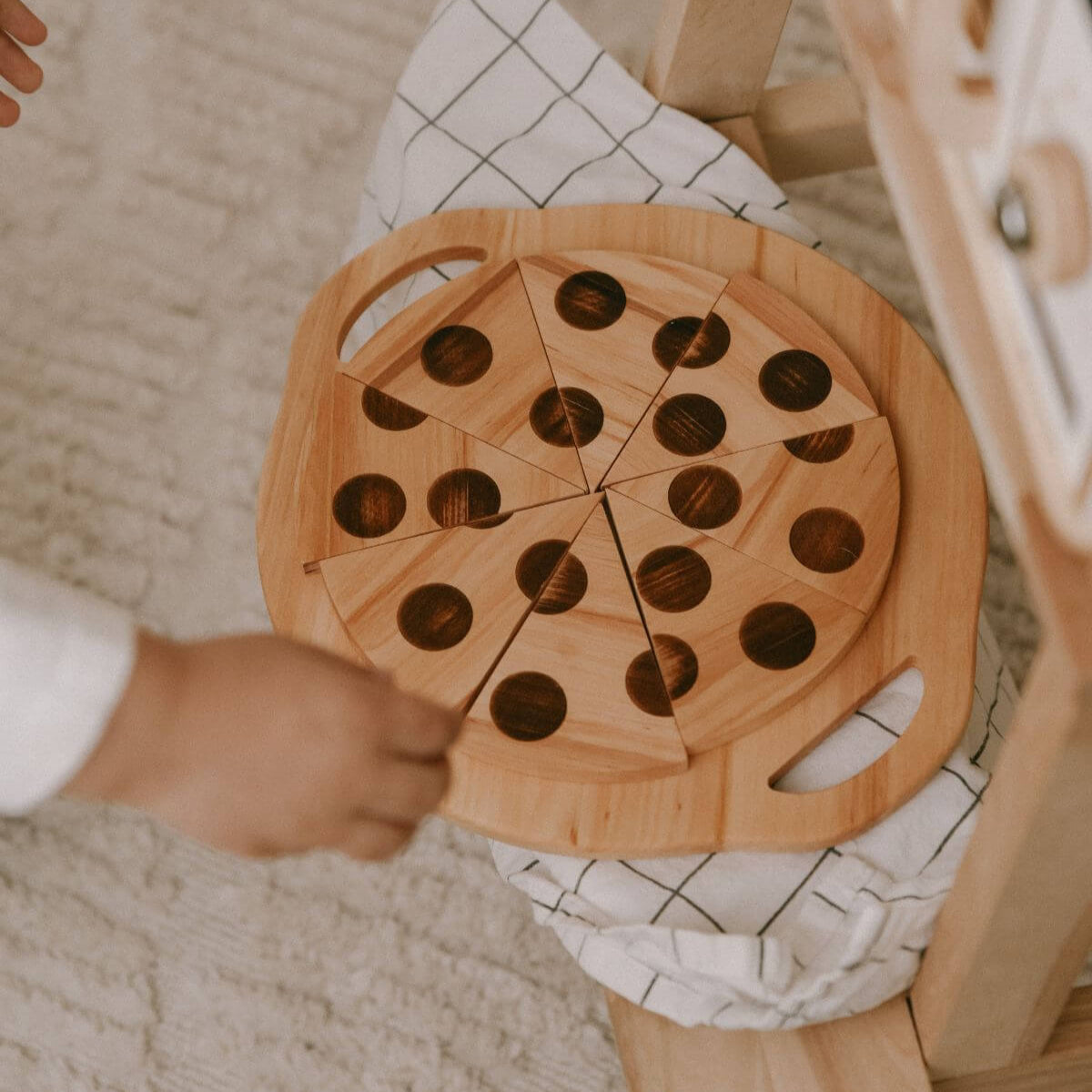 Educational Wooden Pizza Toy for Toddler Pretend Play Kitchen