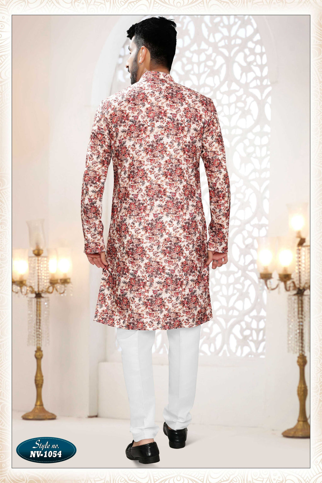 Men's Cream Rayon Straight Kurta Set with All Over Embroidery