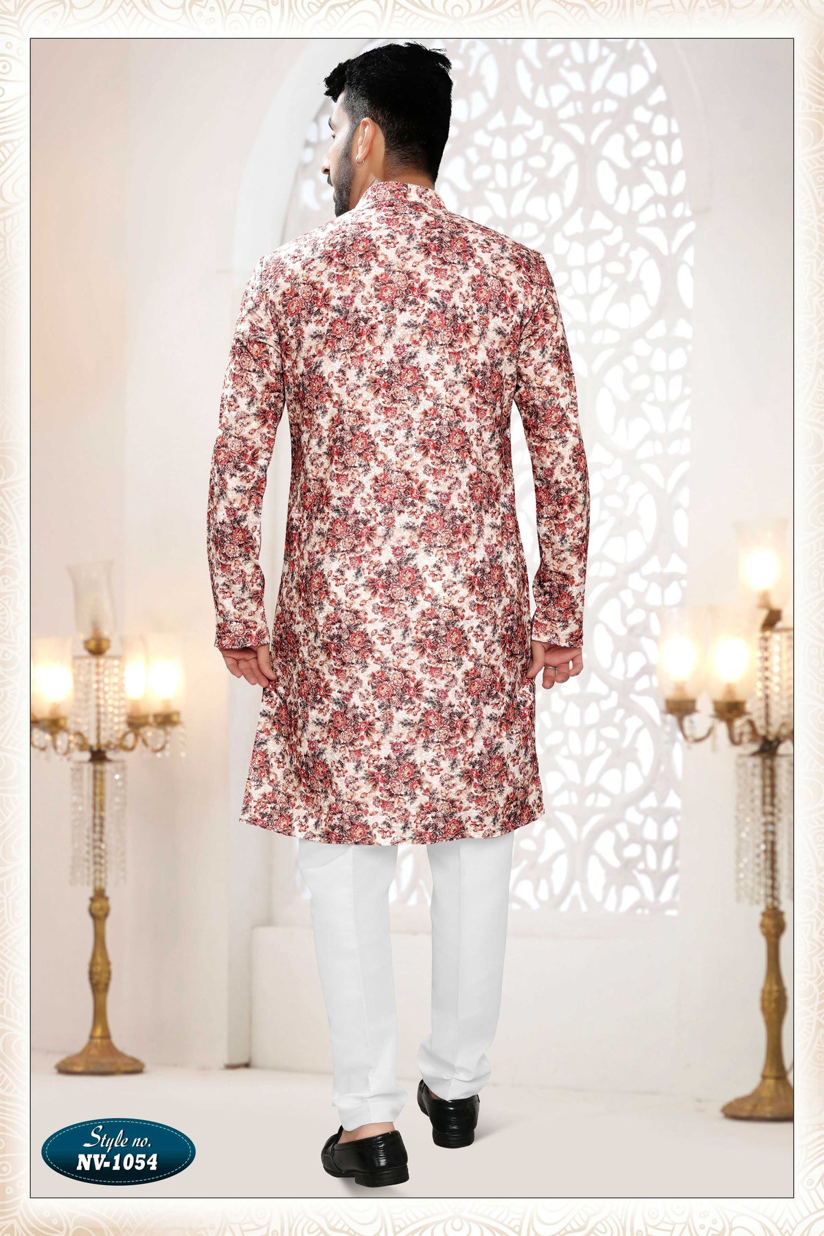 Men's Cream Rayon Straight Kurta Set with All Over Embroidery