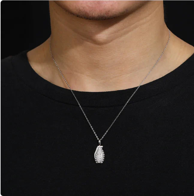 S925 Silver Moissanite Grenade Pendant Necklace