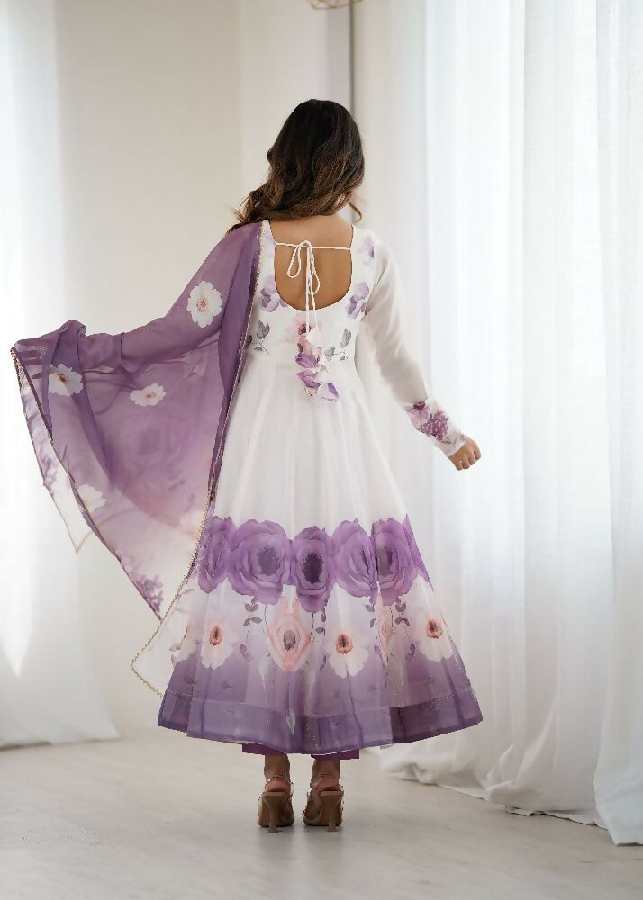 Onion Pink Organza Kurta Set with Sequin Embroidery Work