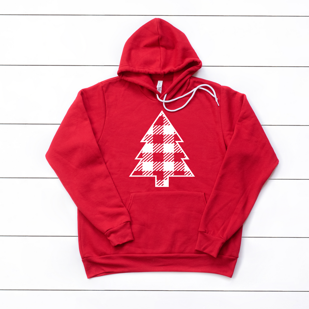 Plaid Christmas Tree Crew or Hoodie Sweatshirt