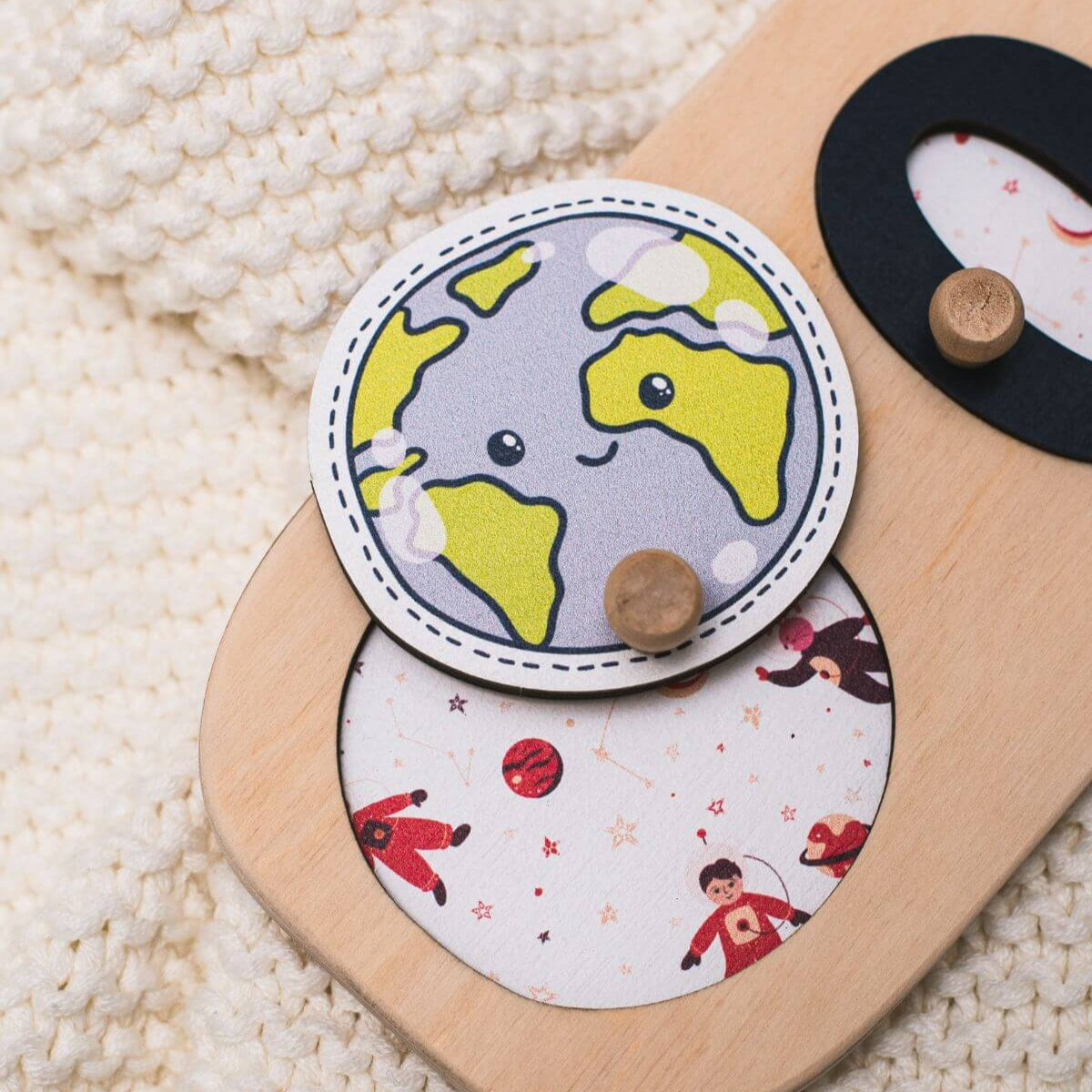 Educational Wooden Planet Puzzle for Kids - Space Nursery Decor
